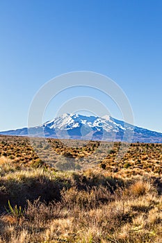 Tongariro mountain. Portrait of Mountain. Valley of Three Volcanoes. North Island. New Zealand