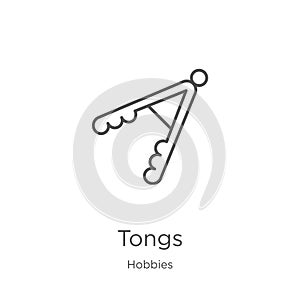 tongs icon vector from hobbies collection. Thin line tongs outline icon vector illustration. Outline, thin line tongs icon for