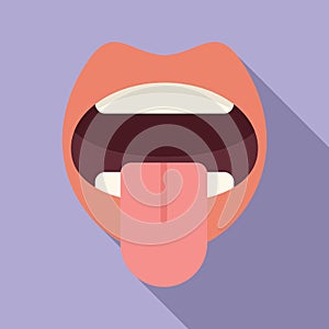 Tongue articulation icon flat vector. Infancy linguistic photo