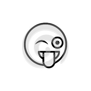 Tongue emoji outline icon. Signs and symbols can be used for web, logo, mobile app, UI, UX