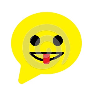 Tongue emoticon sign. Smile chat line icon. Speech bubble symbol. Colorful outline concept. Yellow thin line smile chat icon. Vect