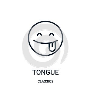 tongue icon vector from classics collection. Thin line tongue outline icon vector illustration. Linear symbol