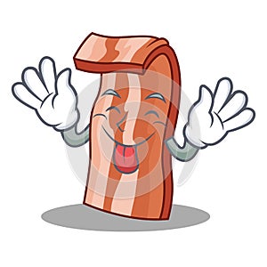 Tongue out bacon mascot cartoon style