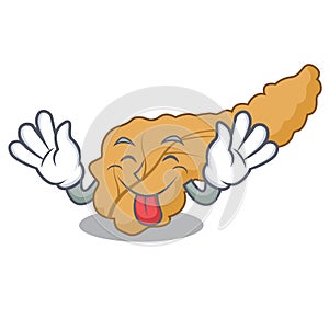 Tongue out pancreas mascot cartoon style photo