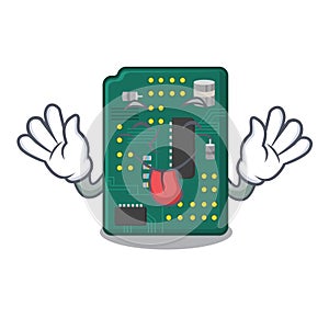 Tongue out PCB circuit board in the cartoon