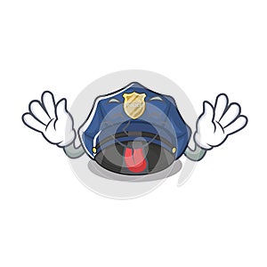 Tongue out police hat in a cartoon bag