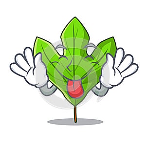 Tongue out sassafras leaf in the shape cartoon