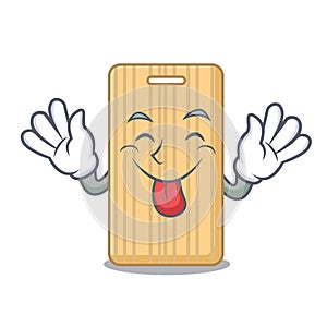 Tongue out wooden cutting board mascot cartoon