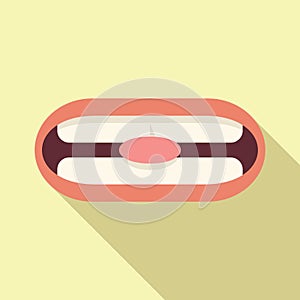 Tongue support icon flat vector. Articulation exercise