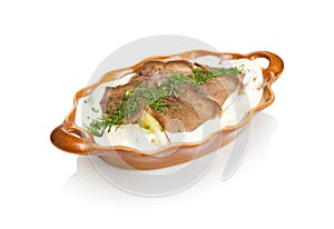 Tongue with white sauce