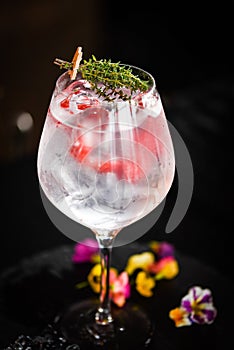 tonic gin beverage with fresh natural fruits & spices