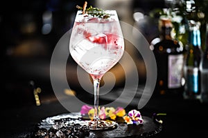 tonic gin beverage with fresh natural fruits & spices