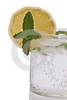 A tonic water with mint and lemon.