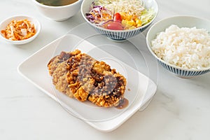 Tonkatsu - Japanese pork cutlet deep fried with rice set