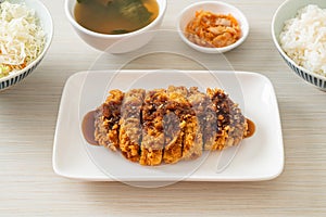 Tonkatsu - Japanese pork cutlet deep fried with rice set