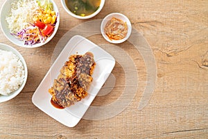 Tonkatsu - Japanese pork cutlet deep fried with rice set