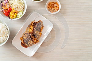 Tonkatsu - Japanese pork cutlet deep fried with rice set