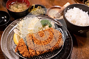 Tonkatsu set, deep fried pork, traditional Japanese food