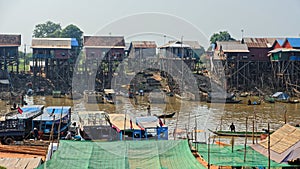 Tonle Sap fishing village in Cambodia