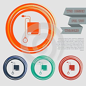 Tonometer Icon. Blood Pressure Checker on the red, blue, green, orange buttons for your website and design with space text.