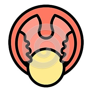 Tonsillitis mouth icon color outline vector