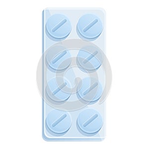 Tonsillitis pill blister icon cartoon vector. Cough mouth