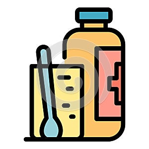 Tonsillitis syrup bottle icon color outline vector