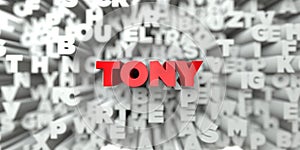 TONY - Red text on typography background - 3D rendered royalty free stock image photo