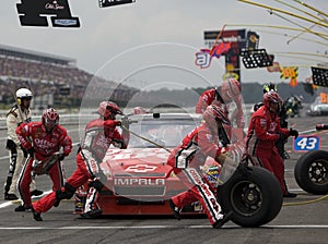 Tony Stewart comes in for a pit stop