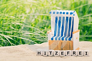 Too hot to work concept. Dice form the German word `hitzefrei`