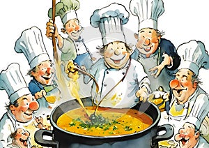 Too many cooks spoil the broth idiom visualised