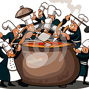 Too many cooks spoil the broth vector graphics photo