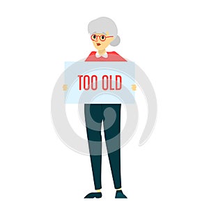 Too old woman vector isolated. Idea of ageism