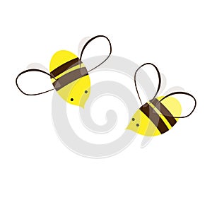 Too Sweet and Busy Honey Bees. Cartoon Vector Illustration. Cute insects couple. Design element for labels, prints, or