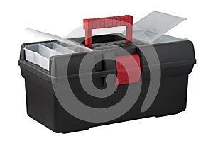 Tool box with compartments for small items in a cover.