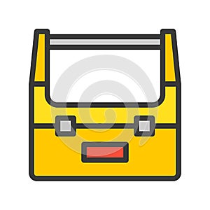 Tool box, Filled outline icon, carpenter and handyman tool and equipment set