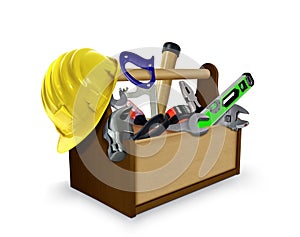 Tool box with Tools and Protective Helmet