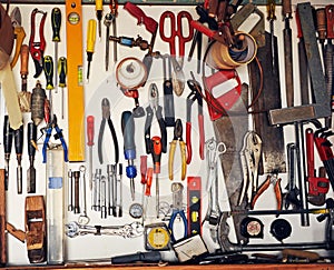 Tool cabinet in the garage of the house