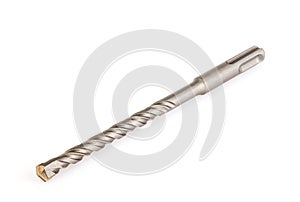 Tool. Drill for drilling concrete stone and brick. White isolated background. Drill bit for Hammer drill on a white background