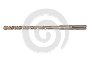 Tool. Drill for drilling concrete stone and brick. White isolated background. Drill bit for Hammer drill on a white background