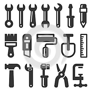 Tool Icon Set on White Background. Vector photo