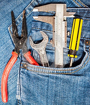 tool kit in jean pocket