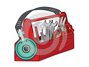 tool kit and music headset logo design