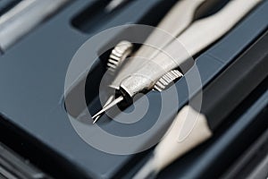 Tool kit with precision instruments for technical drawing