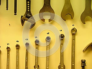 Tool kit on a yellow background