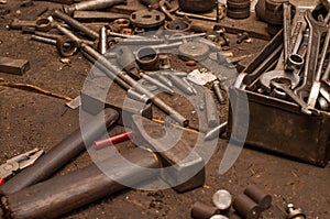 Tool in machine shop.Old tool in workshor