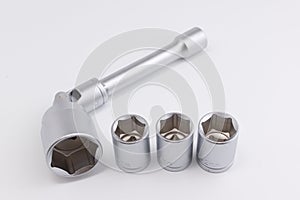 Tool set for car on white background