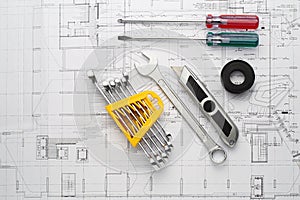 The Tool set necessary for repair home on plan photo