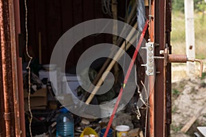 Tool shed on a construction site