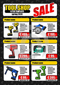 Tool shop product promotion flyer template